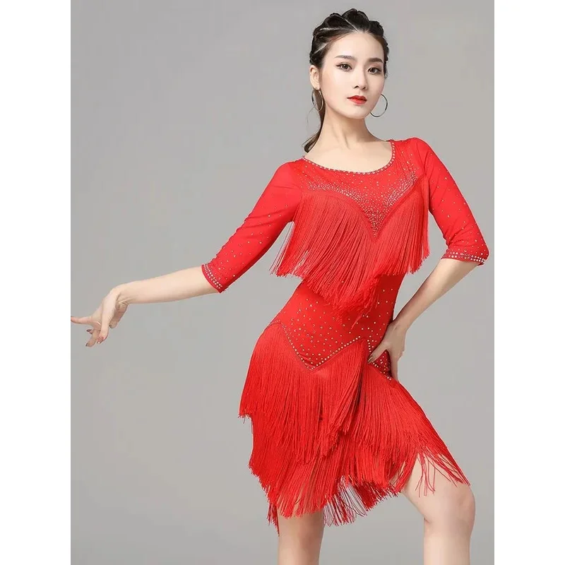 2025 Новое платье для латинских танцев женщин соревнований по румбе взрослых