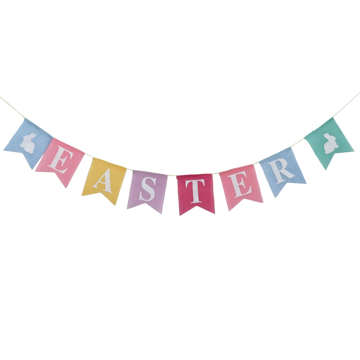 

3.1 Meters Linene Easter Burlap Banners EASTER and Bunny Bunting Banners for Easter Birthday Party Decoration