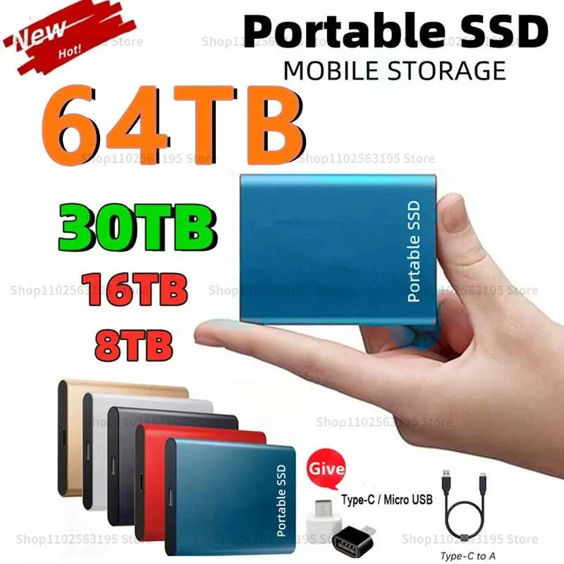 

Portable High-speed 2TB SSD 4TB 128TB External Hard Drive Mass Storage USB 3.0 16TB Original Mobile SSD for Laptop Жесткий диск