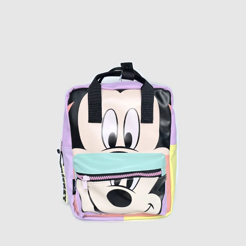

Disney Mickey Mouse Shoulder Backpack Students PU Leather Frosted Texture Spelling Color Printing Children's Shoulder Backpack