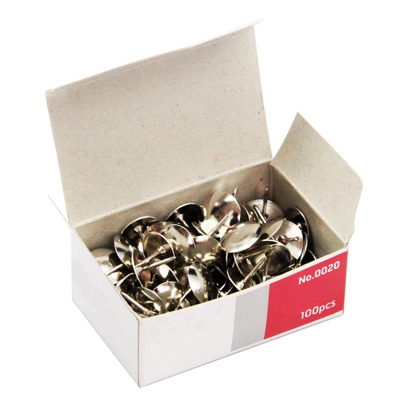 

100pcs/box Metal Thumbtack Bulletin Material Escolar Cork Board Agenda Plan Paper Fixed Push Needle Pins Binding Tool
