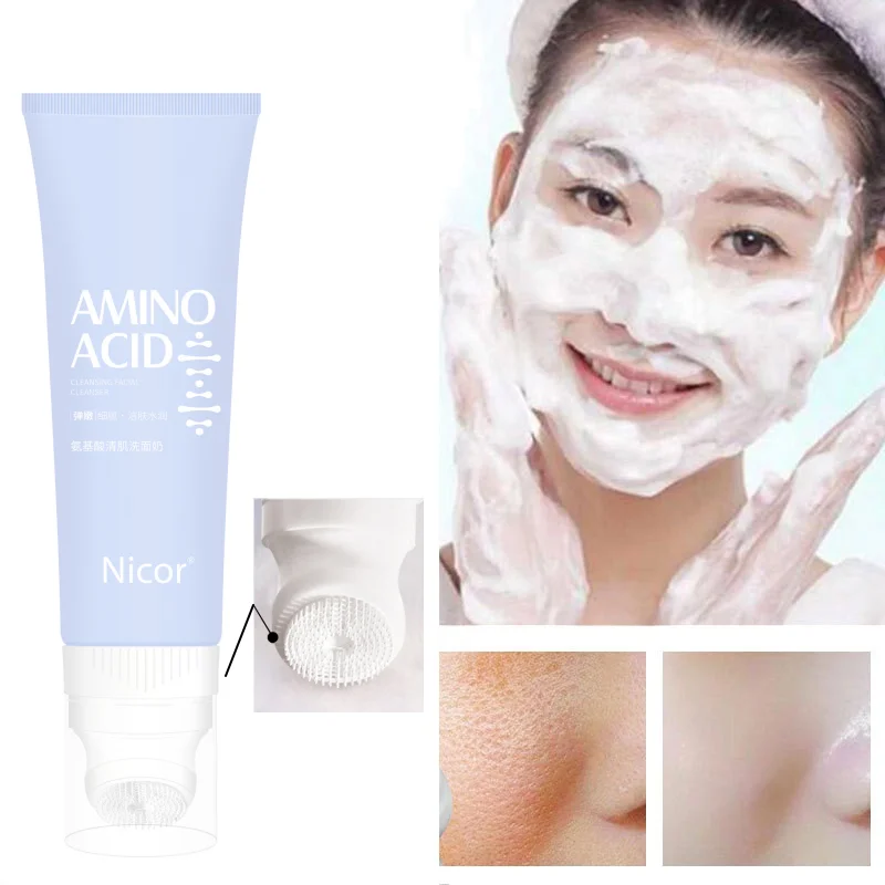 

120ml Amino Acid Face Cleanser Blackhead Acne Remove Shrink Pores Facial Wash Foam Exfoliation Deep Clean Oil Control Skin Care