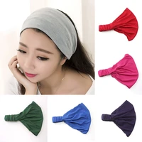 women headband solid color cotton wide turban loose yoga sports headband makeup hairband fashion hair accessories