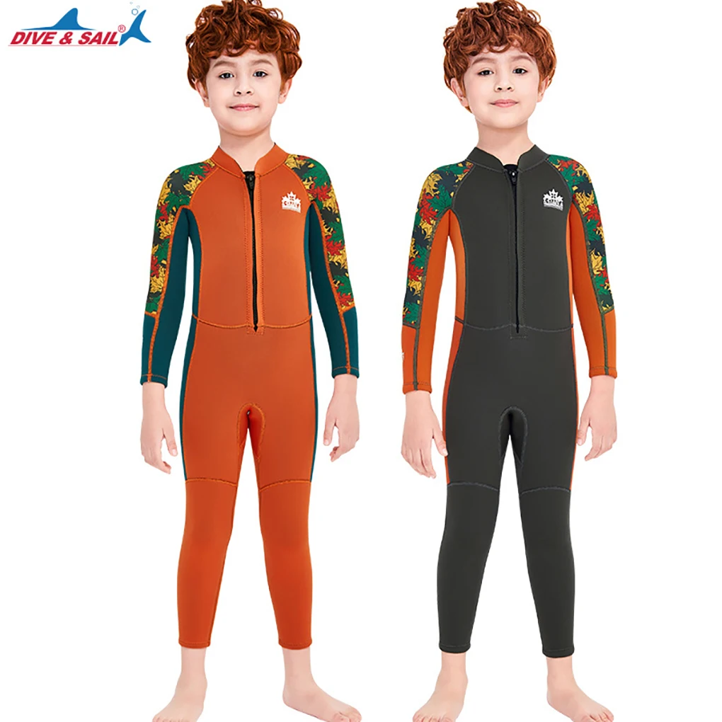 

DIVE SAIL Diving Suit Portable Round Neck Sunproof Thermal Colorful Swimming Boating Beach Playing Kids Wetsuit