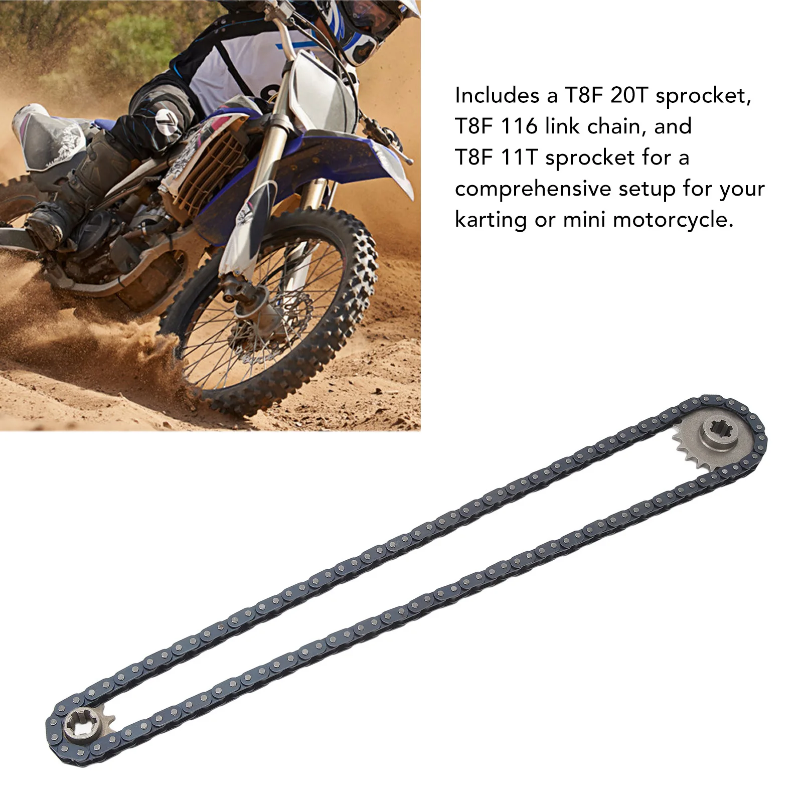 Металлическая стальная звездочка T8F 20T 11T 116 звеньев комплект приводной цепи для