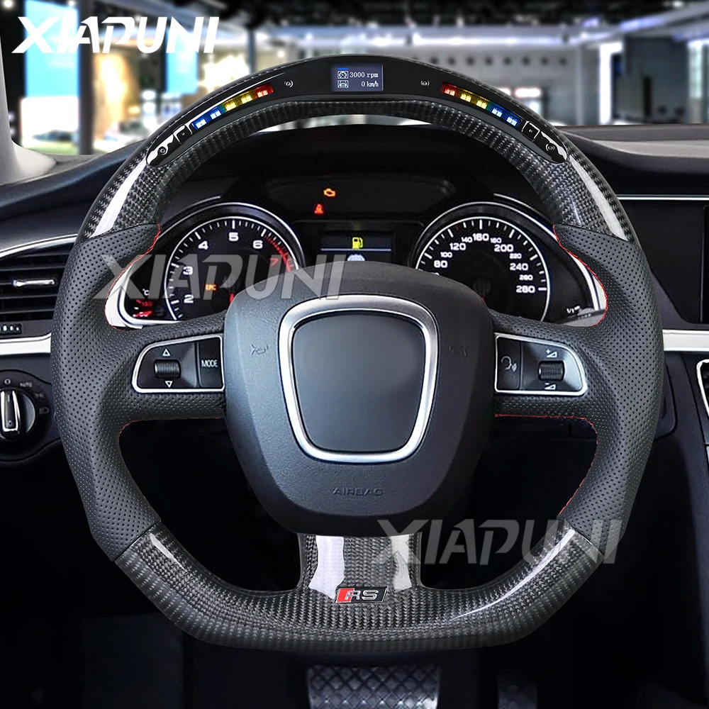 

Светодиодный руль из углеродного волокна, подходит для Audi A3 A4 A5 S3 S4 S5 2008-2012 100%, углеродное волокно, спортивное колесо ручной работы на заказ