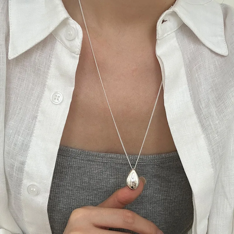 Ожерелье из стерлингового серебра 925 пробы с глянцевыми каплями воды женское