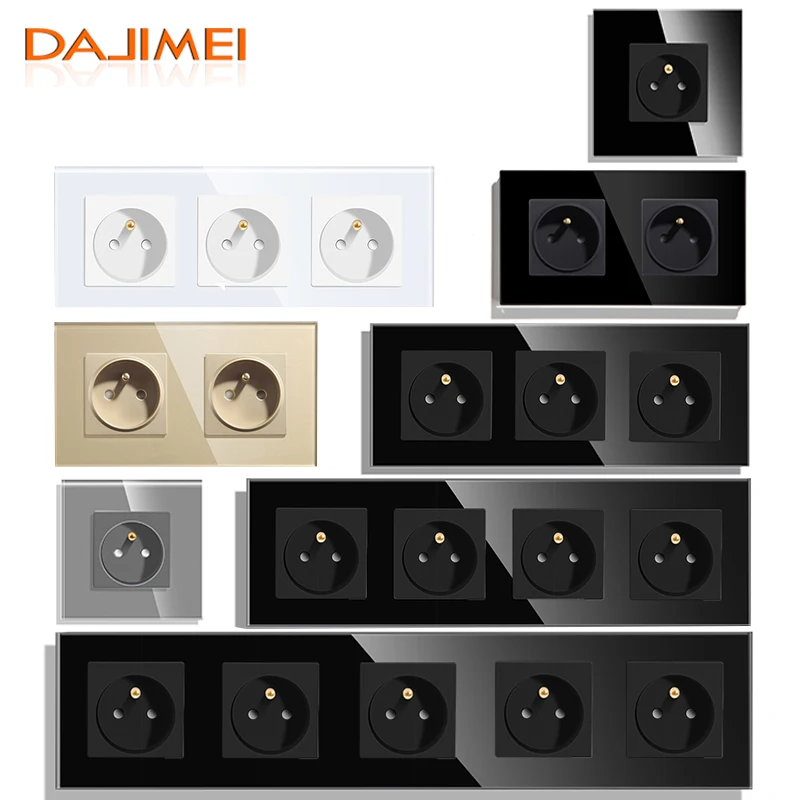 

DAJIMEI 16A Electric Wall Socket Single Double Triple Outputs Crystal Glass Panel Electrical Outlet France Poland Standard