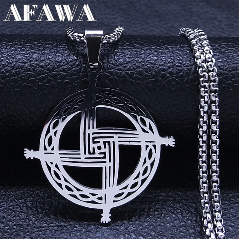

Wicca Celtics Irish Cross Necklace Stainless Steel Silver Color Celtic Knot Talisman Necklaces Magic Jewelry collar N7084S02