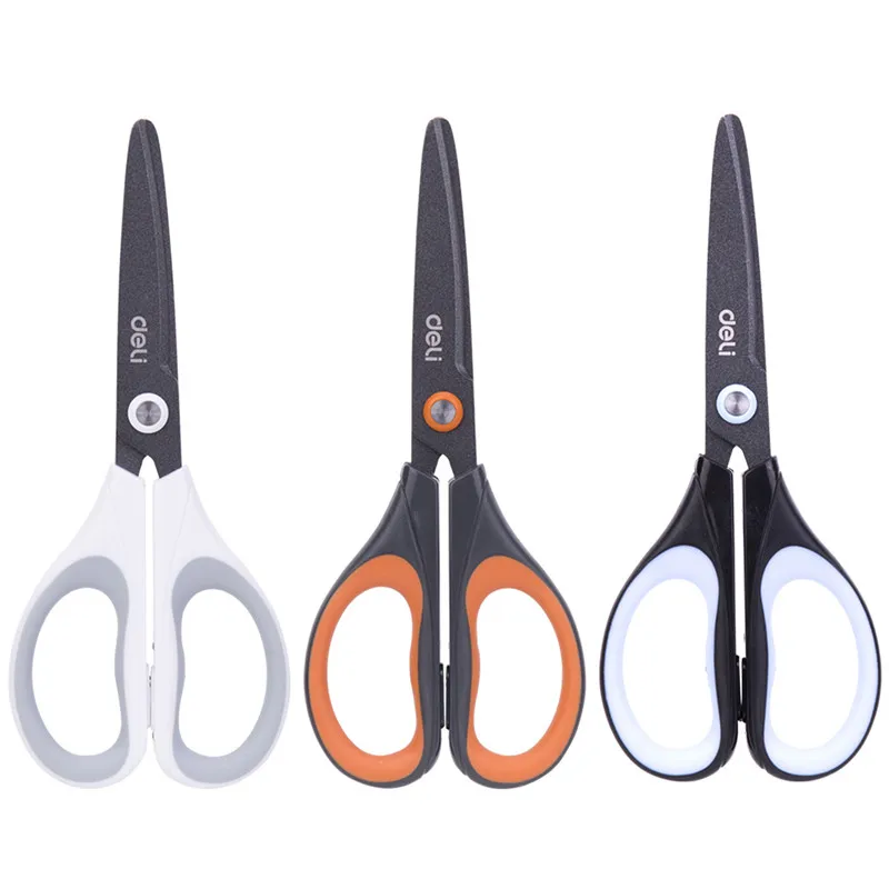 

Deli stainless steel scissors office non stick coating headless round scissors