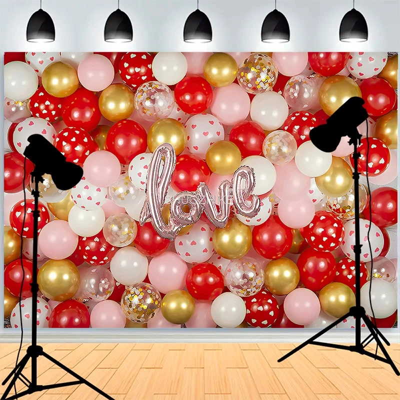 Pink Romantic Valentine's Day Photography Backdrops Prop Rose Flowers Sweet Heart Cupid Party Photo Studio Background VV-01