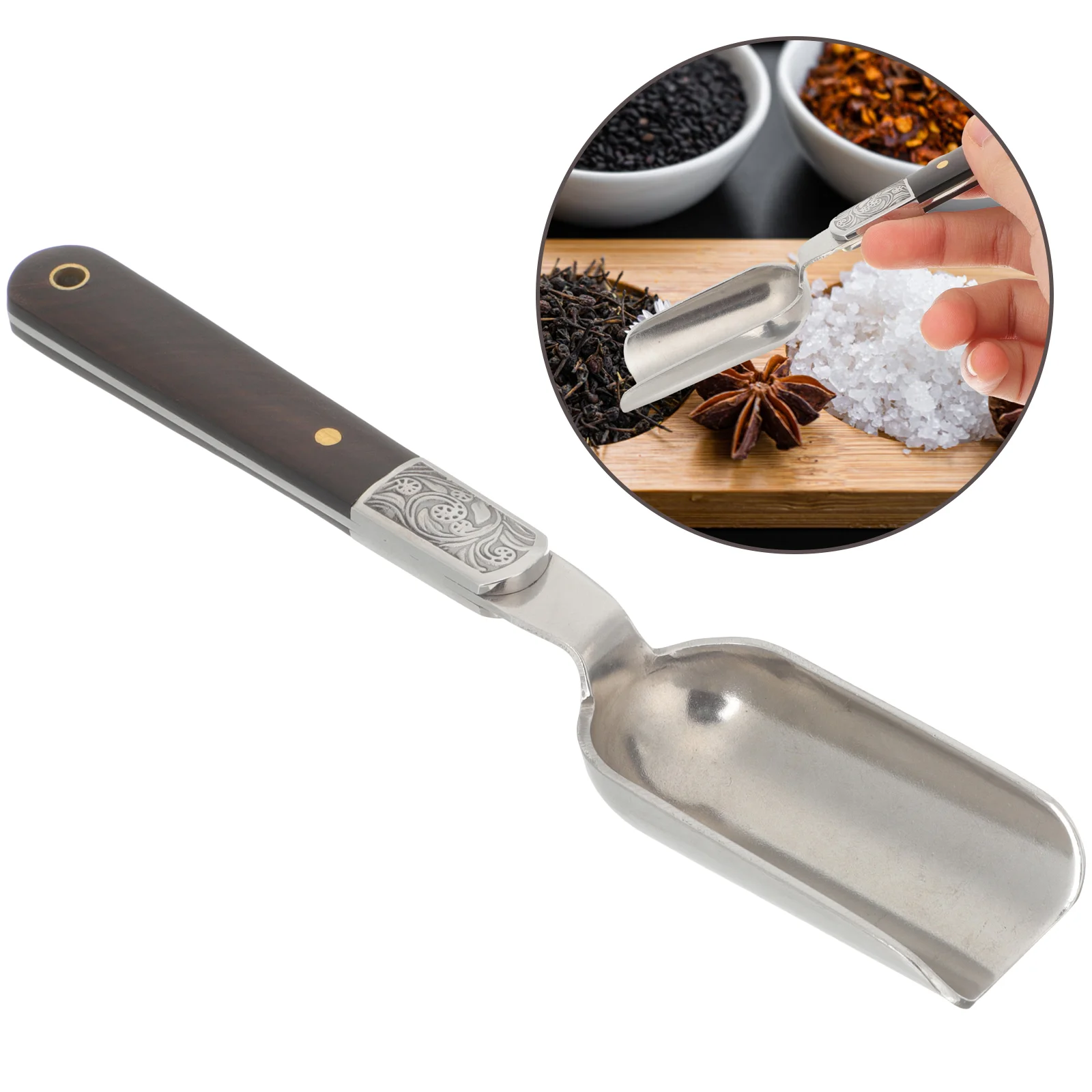 

Tea Scoop Metal Coffee Bean Leaf Ceremony Kitchen Chocolate Hot Scoops Handle Condiments Fruit Dried Flour Seasoning Grain