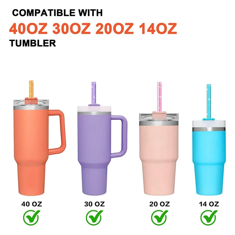12 Pack Color Replacement Straws For Stanley Owala Simple Modern Tumbler Reusable Glitter Accessories