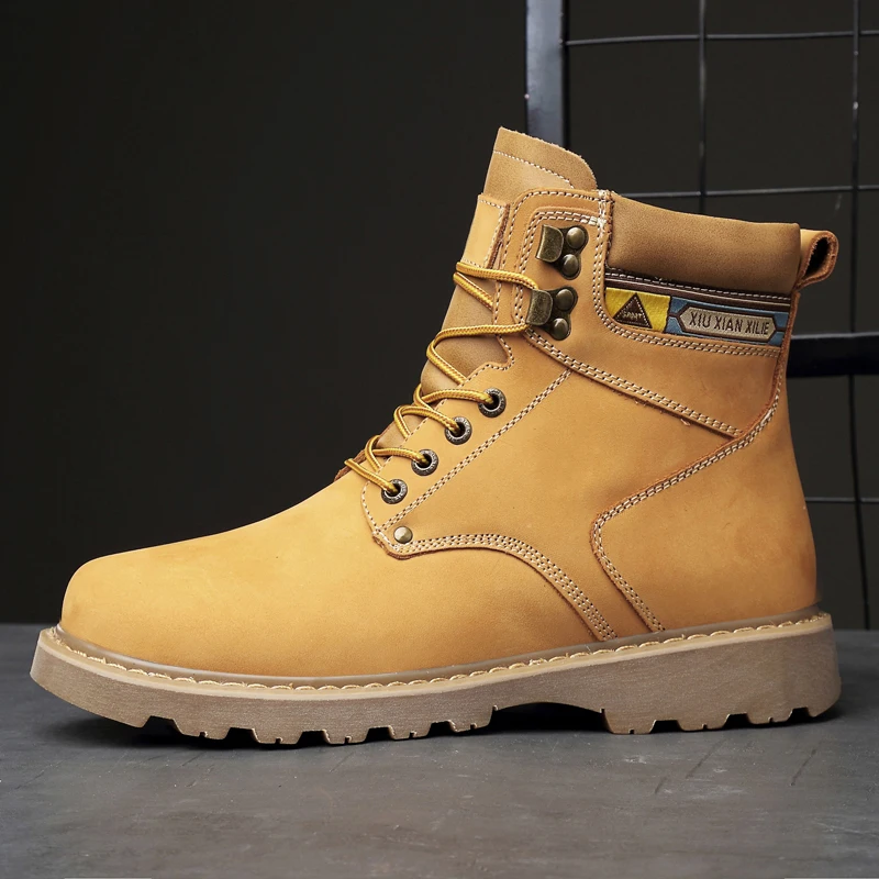 

Winter Plush Boots Handmade Round Toe Males Shoes Luxury Brand Fashion Military Motocross Leather Adulto Boots Shoes for Man