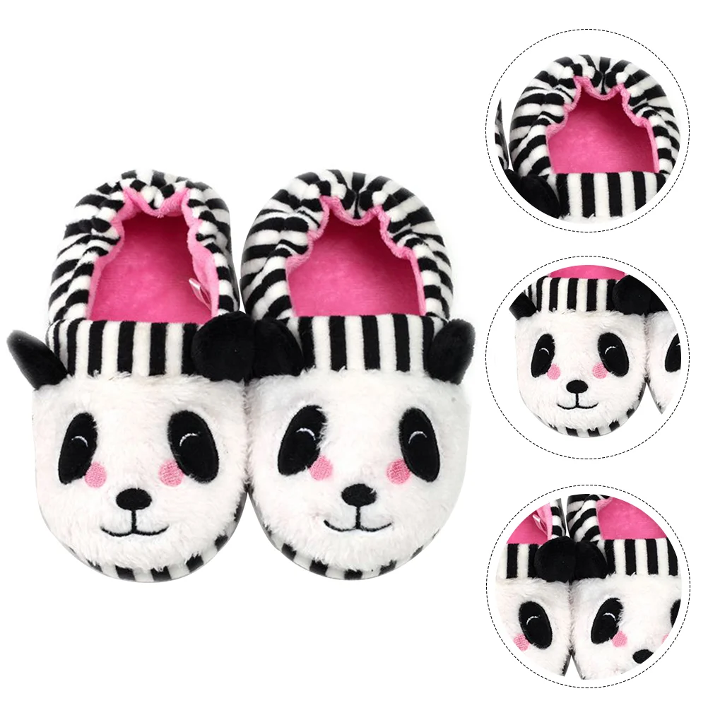 

Children's Panda Slippers Adorable Indoor Shoes Striped Kids Warm Plush Cartoon