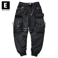 black cargo pants men military joggers pants techwear streetwear tactical function trousers harajuku multi pocket ribbon bottoms