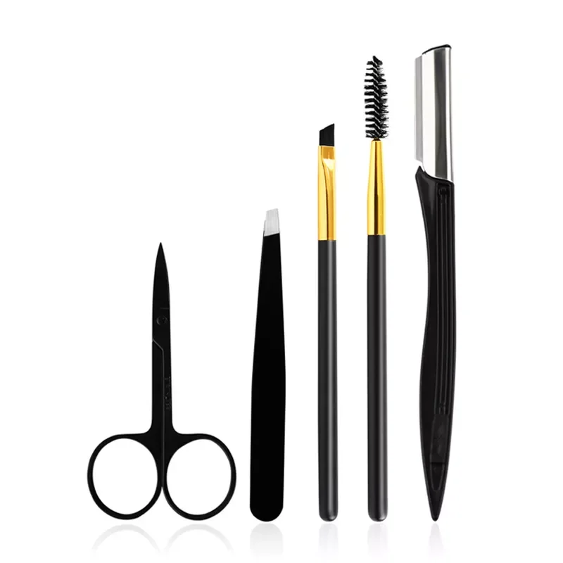 

New Accessories Eyebrows Clip Eyebrow Trimmer Scissors Eyebrow Shaping Knife Cosmetic Beautiful Makeup Tools 5 Pcs/Set
