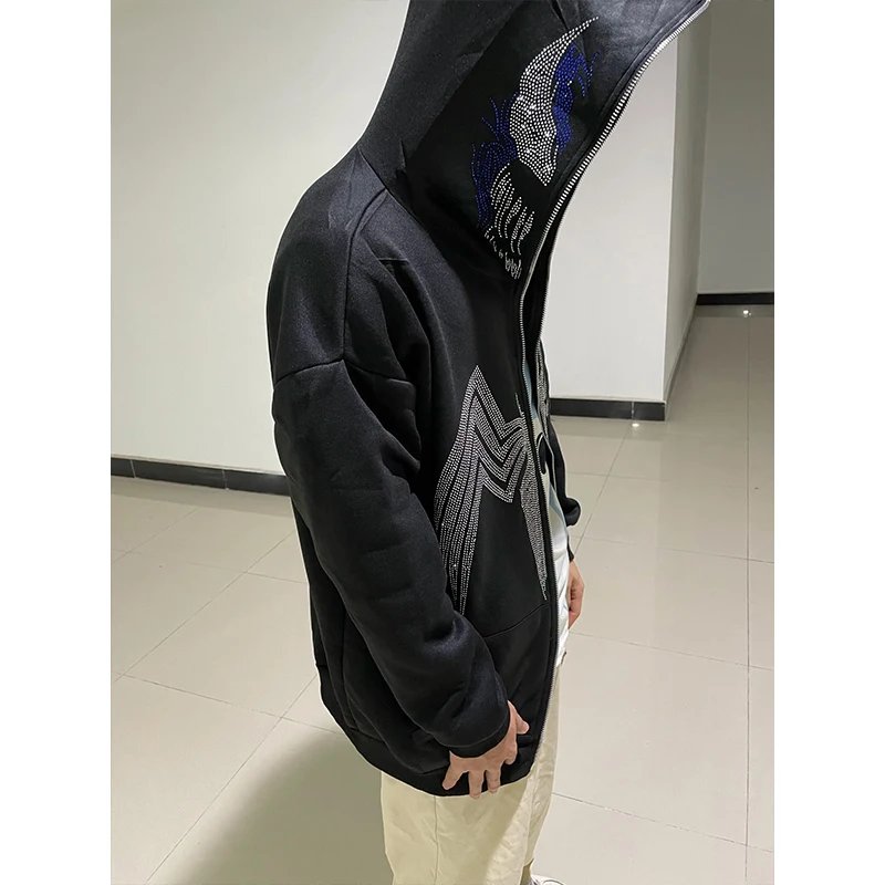 

Rhinestone Bat Skull Jackets Women Casual Coat Fashion 2022 Autumn New Style O-Neck Long Sleeve Baseball Jacket Roupas Femininas