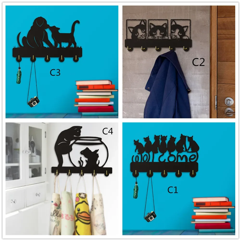 

Настенный крючок с кошками, приветственные крючки, Настенный декор с животными, поручни для полотенец в ванную комнату, держатель для ключей, подарок для влюбленных, Декор, настенные крючки, вешалки