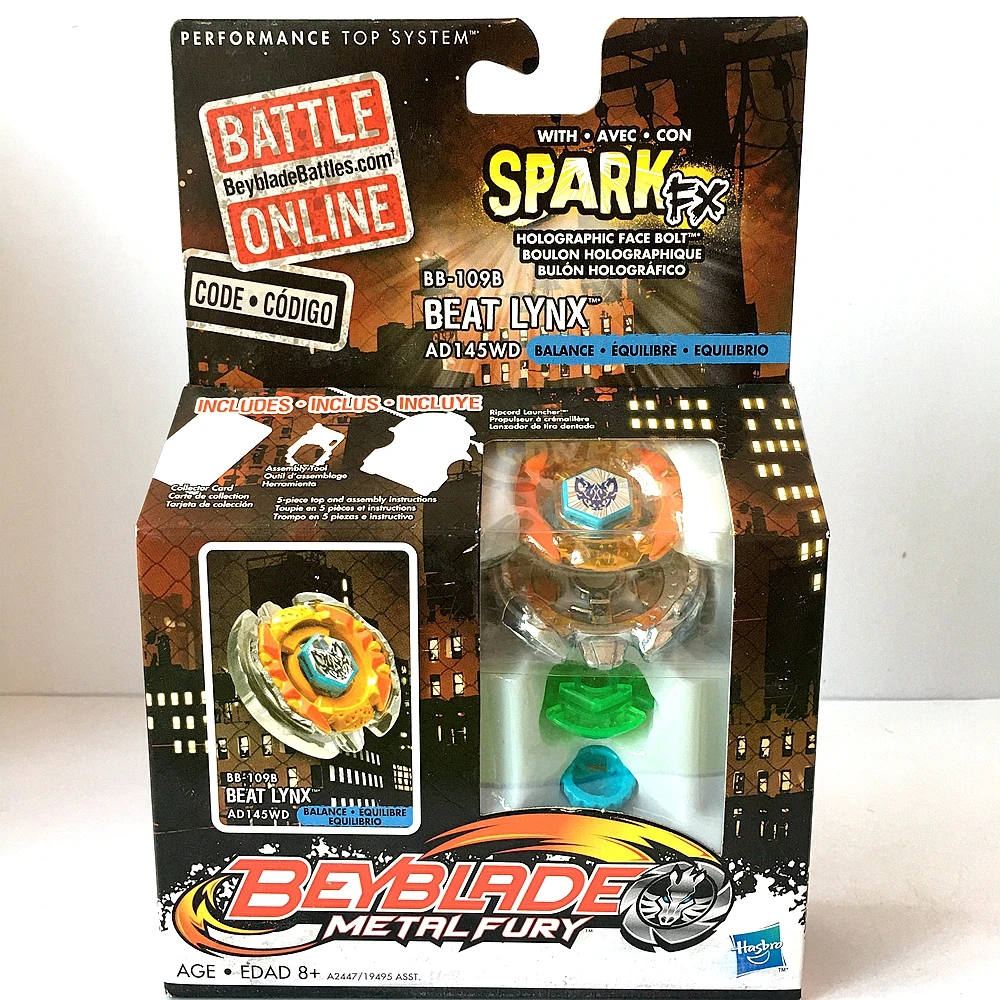 

GENUINE Beyblade Metal Fury Beat Lynx Spark FX BB-109B AD145WD Toupie Gyroscope 2012-New