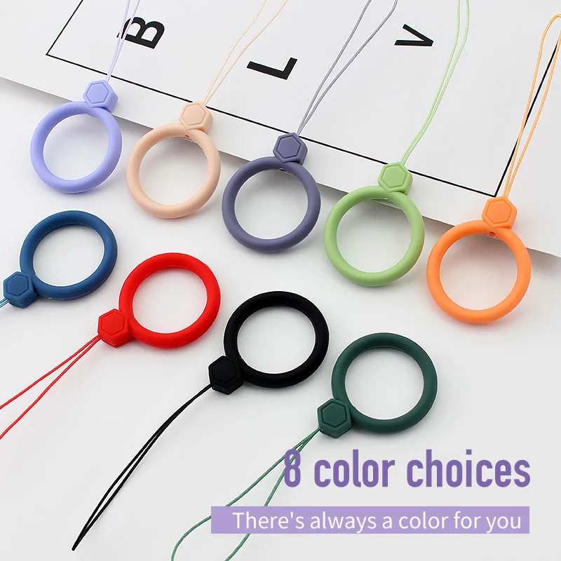 Cute Silicone wrist strap Lanyard For Keys Phones Ring Straps for iPhone7 Keycord Lanyards Finger Rings Mobile Phone Accessories
