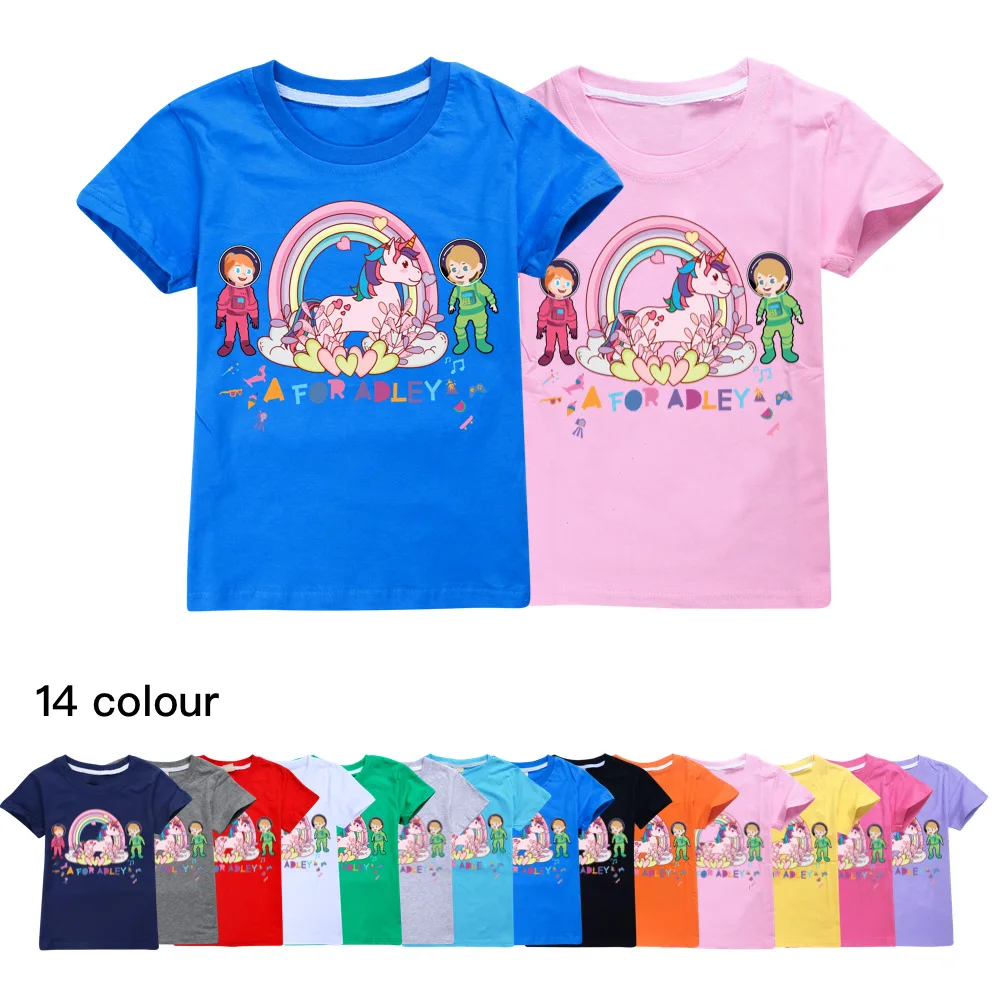 2025 New Kids Short Sleeve Tees A for Adley T-shirt Children's Boys Girls Clothes Printed Cartoon Casual Cotton Tops Pullover
