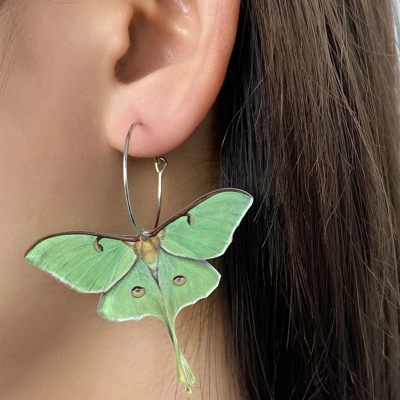 

Green Butterfly Hoop Earrings for Women Girl Cute Animal Ear Drop Stud Jewelry Gift Party Eardrop Pendientes Boucles d’oreilles