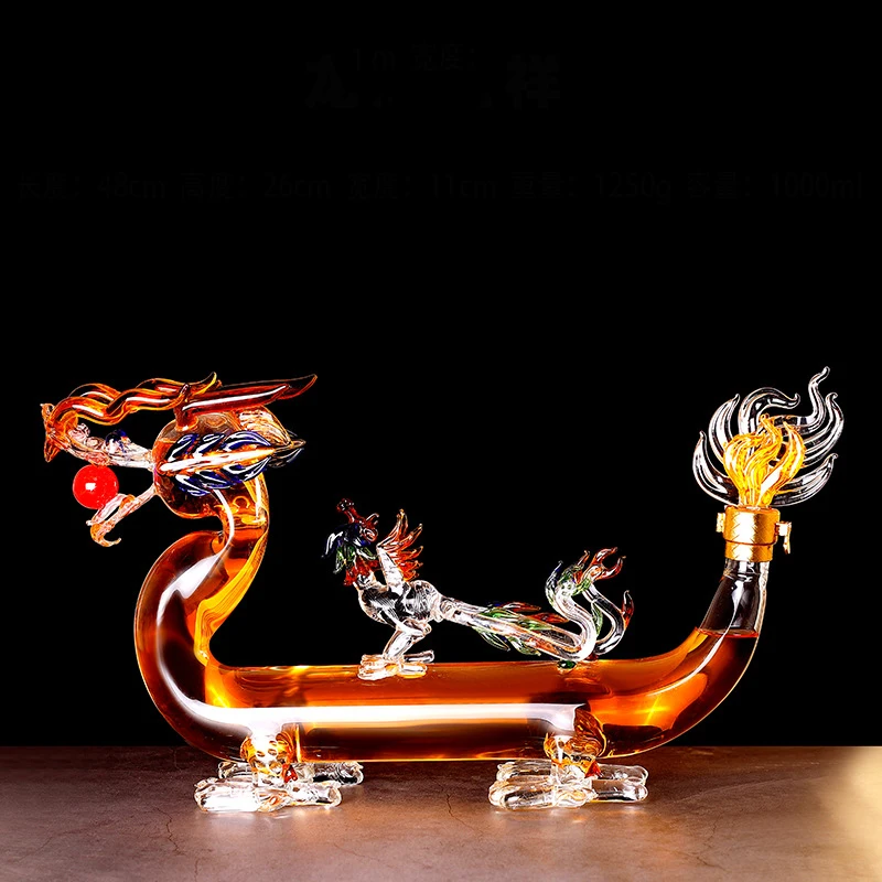 

Creative home bar Dragon shaped with a Phoenix on the back whiskey decanter for Liquor Scotch Bourbon DDC-209