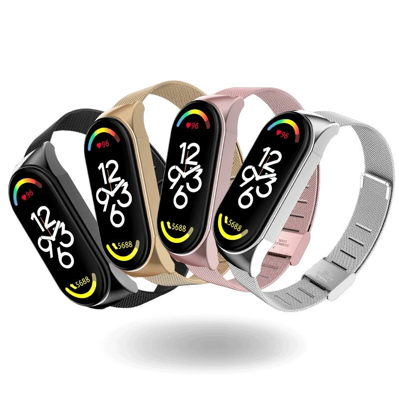 Металлический ремешок для Xiaomi Miband 7 браслет Миланская петля Mi Band из нержавеющей