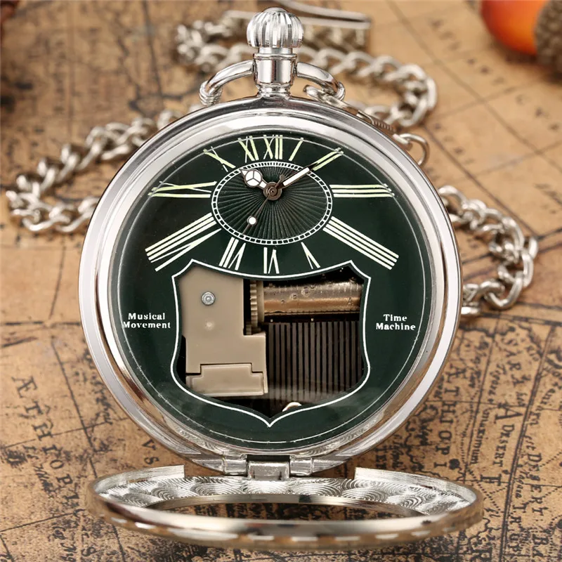 Unique Musical Quartz Pocket Watch Multicolor Case Music Box Design Trendy Gifts for Men Women Clock relgio de bolso de msica