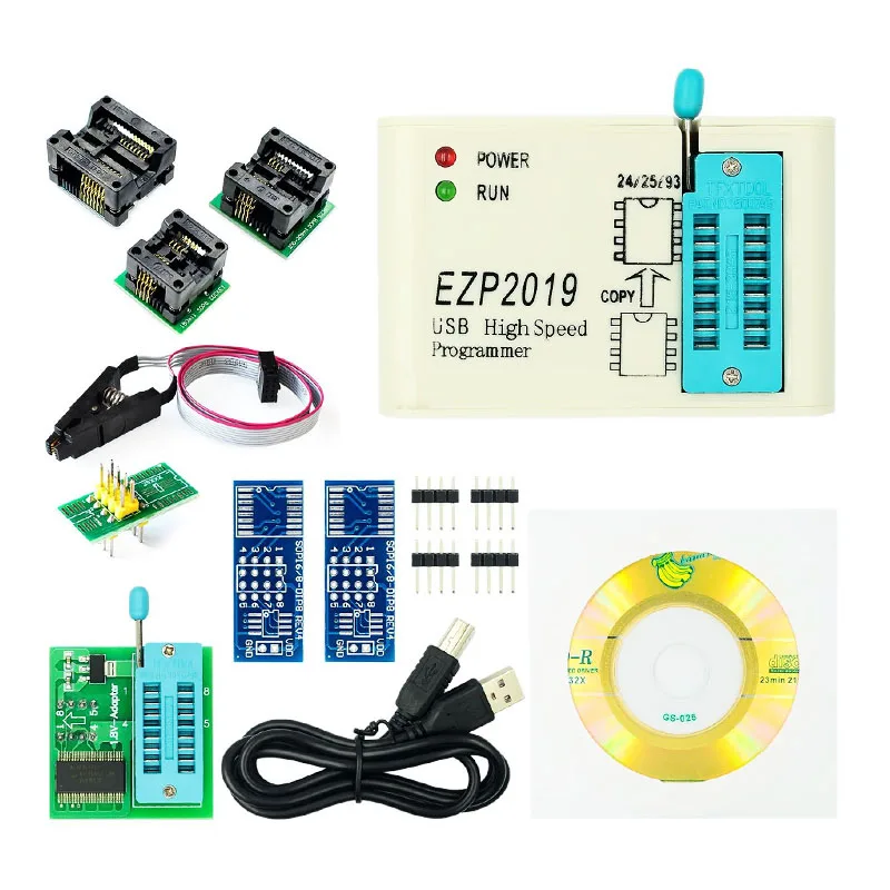 

Free shipping EZP2019 High Speed USB SPI Programmer Better than 2013 2010 2011Support 24 25 93 EEPROM Flash Bios + sockets