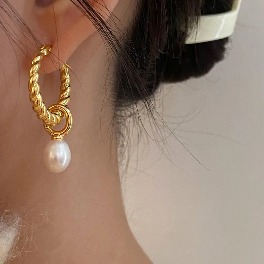 Висячие серьги с золотым жемчугом позолоченные жемчужины 18 карат висячие