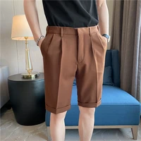 2022 korean style summer suit shorts men clothing straight business formal wear slim fit casual short homme knee length quality