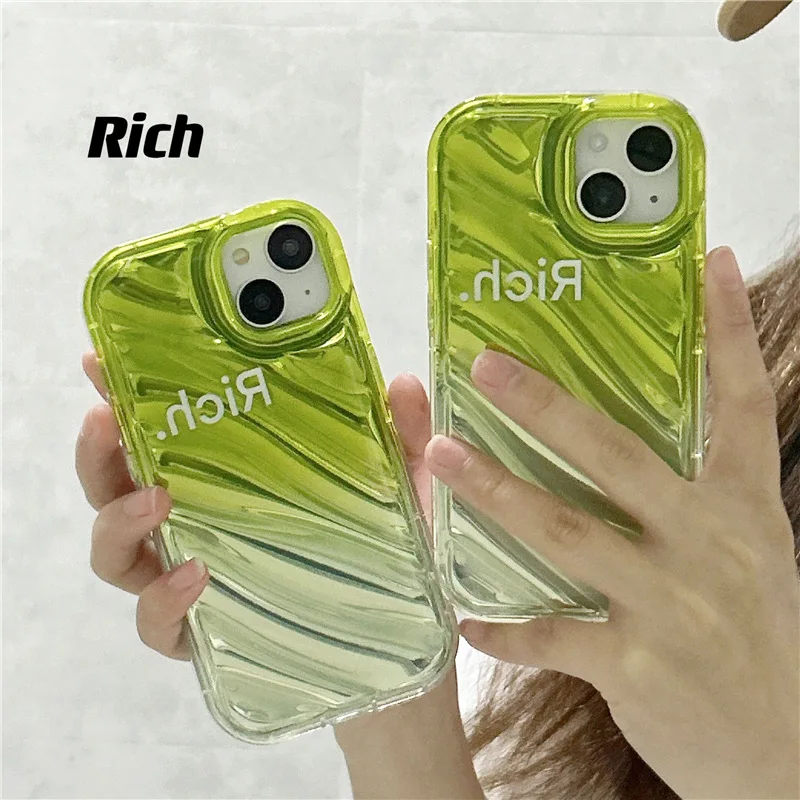 

Fashion Simplicity Gradient Green Diagonal Texture Mobile Phone Case for IPhone11 12 1314 Pro Max TPU