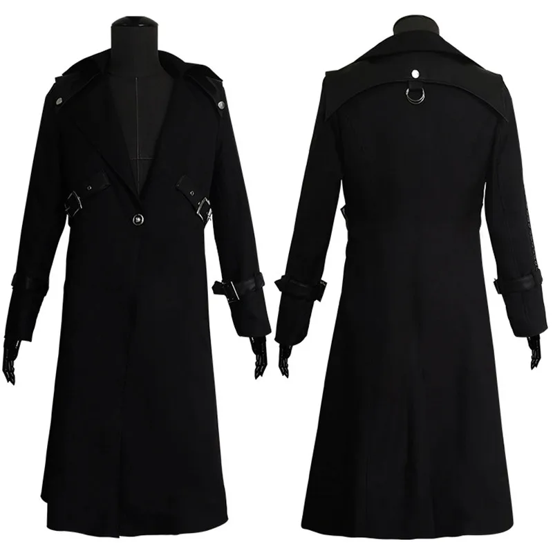 

2022 New Halloween Medieval Vintage Long Jacket Black Men's Clothing Gothic Steampunk Punk Trench Men Coat