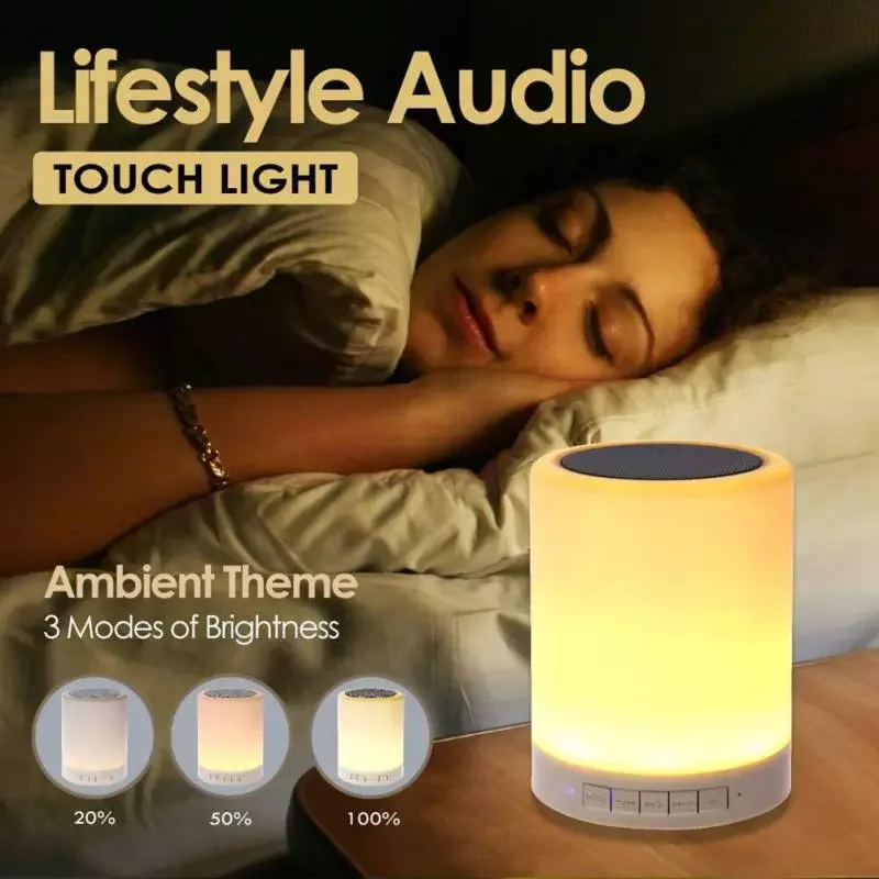 

Bluetooth Speaker Player Touch Pat Light Wireless Portable Speaker Colorful LED Night Light Bedside Table Lamp for Better Sleeps