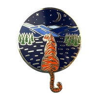 tiger under the stars enamel pin wrap clothes lapel brooch fine badge fashion jewelry friend gift