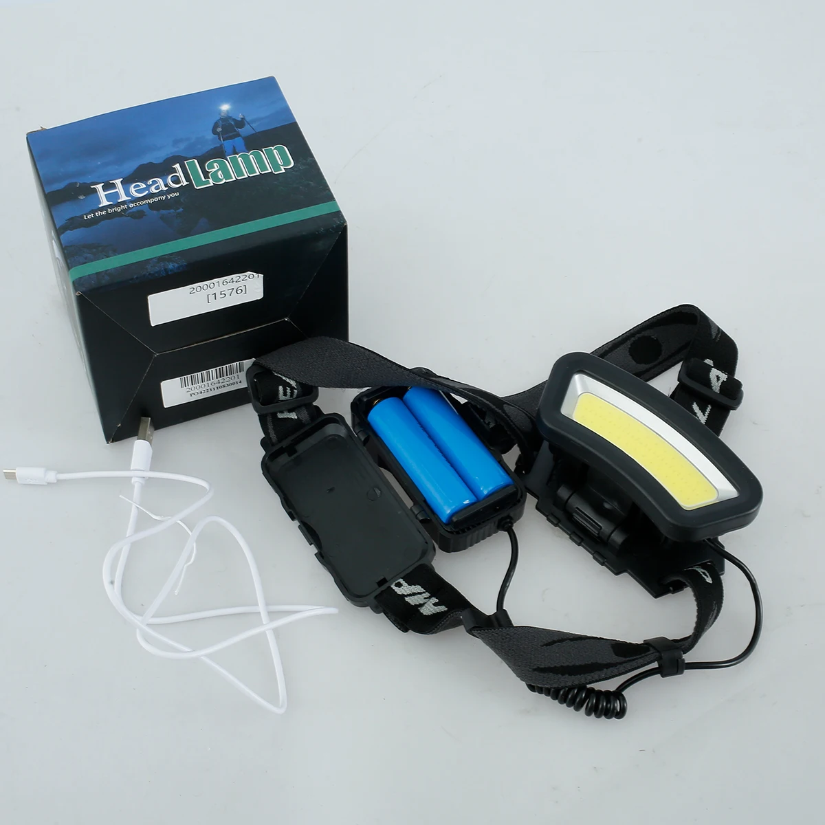 

LED Headlamp 500LM 10W USB Rechargeable COB Headlight w/18650 Battery 4 Lighting Modes 90°Rotation Head Torch IPX4 Waterproof