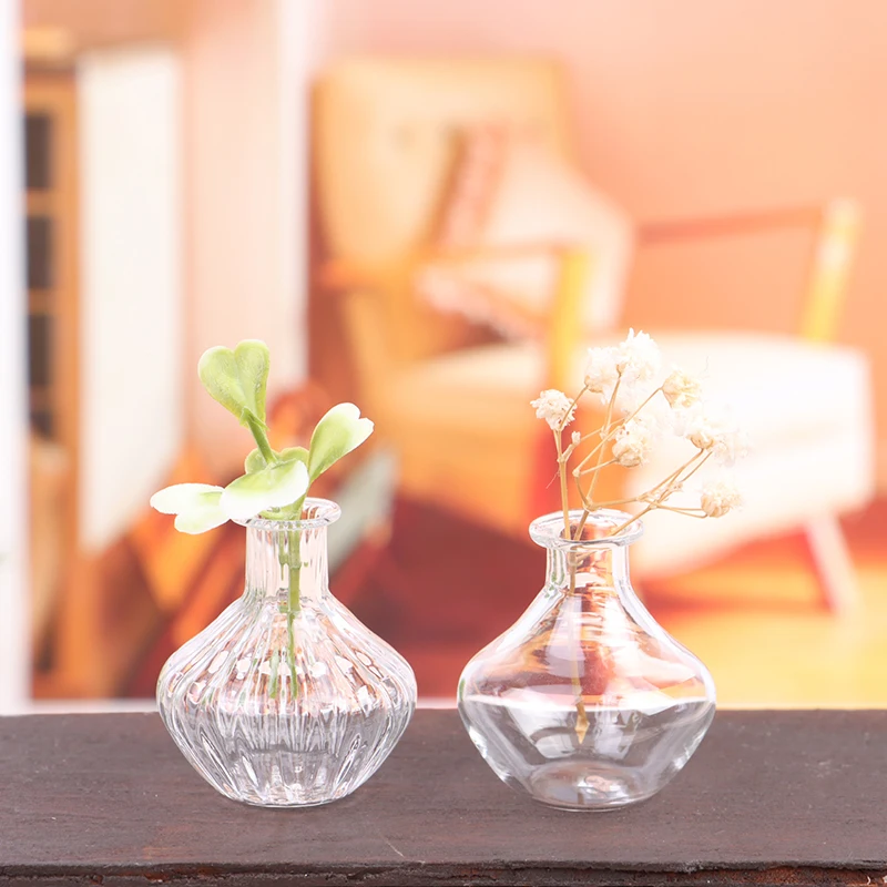 

1:12 Dollhouse Miniature Glass Bottle with Cork Cover Mini Tiny Jar Flower Vases Model Toys Doll House Decor Accessories