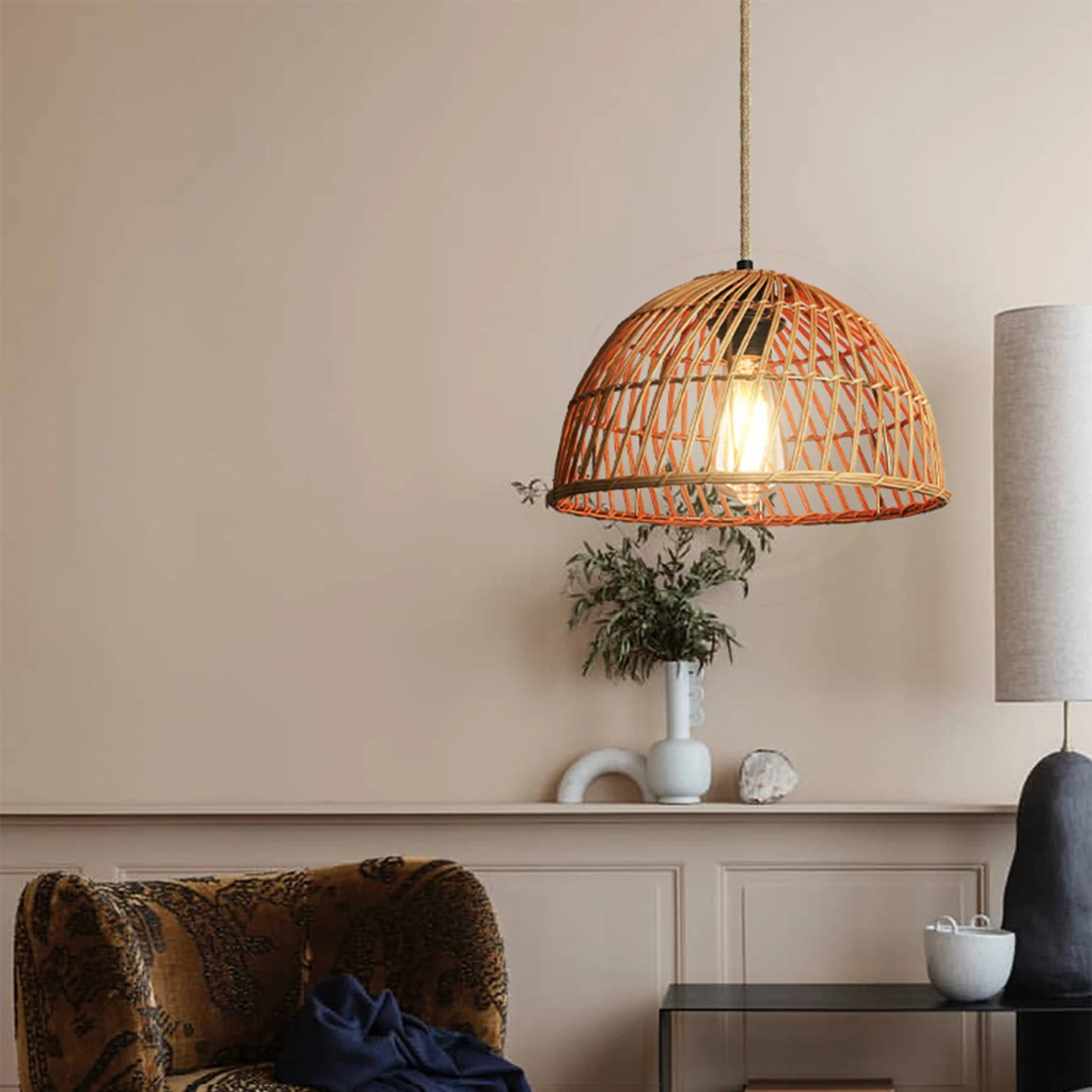 

Modern Hand-Woven Rattan Art Chandelier Rattan Chandelier Dining Room Lantern Chandelier Bedroom Dining Room Lamp Home Decors