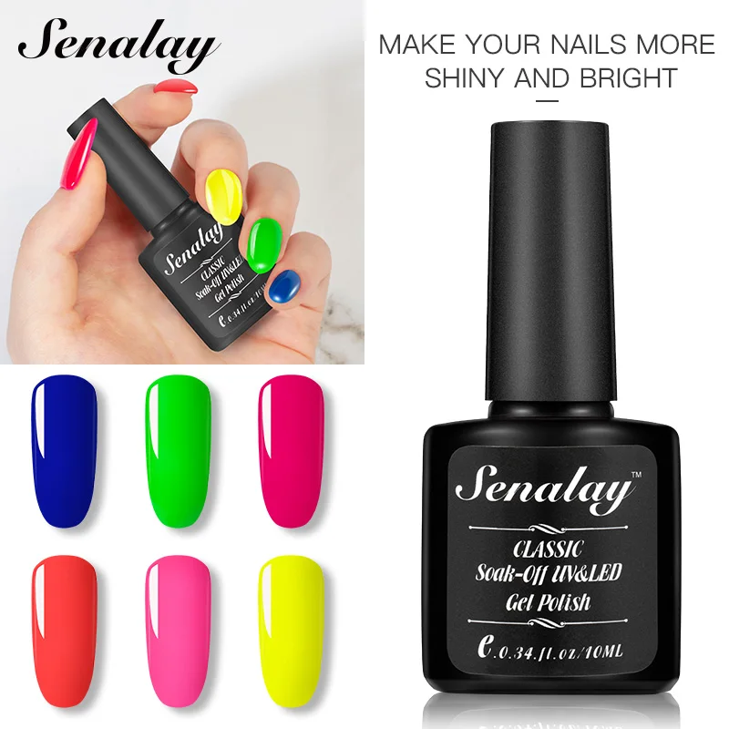 

Неоновый Гель-лак для ногтей Senalay, 6 цветов, гель для маникюра, основа для дизайна ногтей, Праймер, Гель-лак, гибридный лак для ногтей, полуперм...