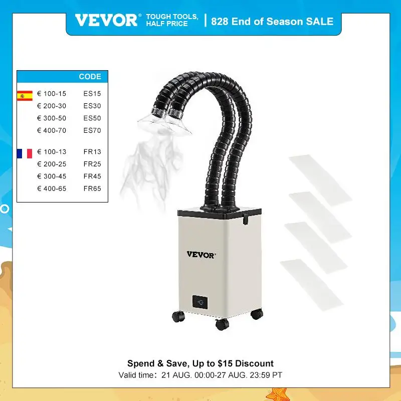 VEVOR 80W 150W Fume Extractor Pure Air Purifier 3 Stage Filters 3 Speed Solder iron Harmful Smoke Absorber for Welding Repair