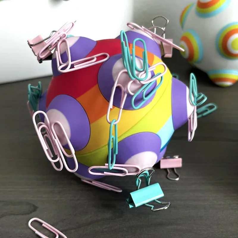 Фото Настольный органайзер с шариками, 3D печатный настольный ящик для хранения ювелирных изделий, скрепки для бумаг, офисные принадлежности, милый красочный подарочный набор для декора стола №2