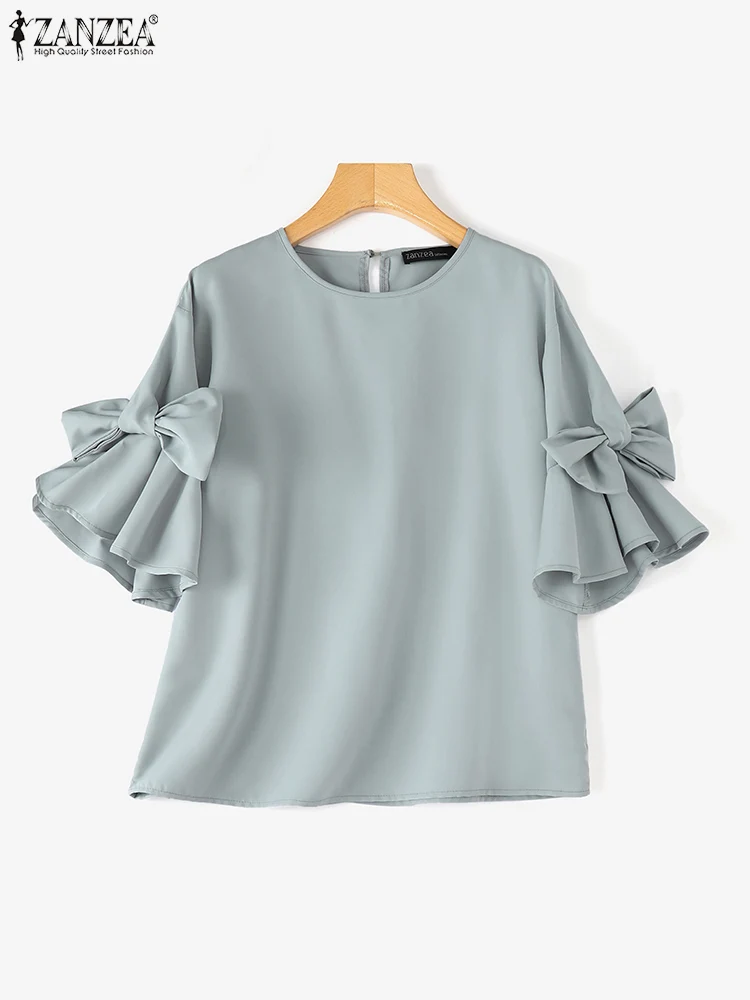 Женская шифоновая блузка ZANZEA с оборками в Корейском стиле Осень 2024 элегантные