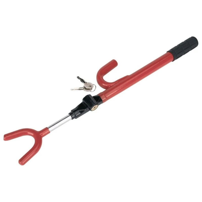 

090E Van-Truck Car Trunk Steering Wheel Lock Safety Twin Hook Locks Anti-theft Security Stainless Steel Wheel Lock Universal