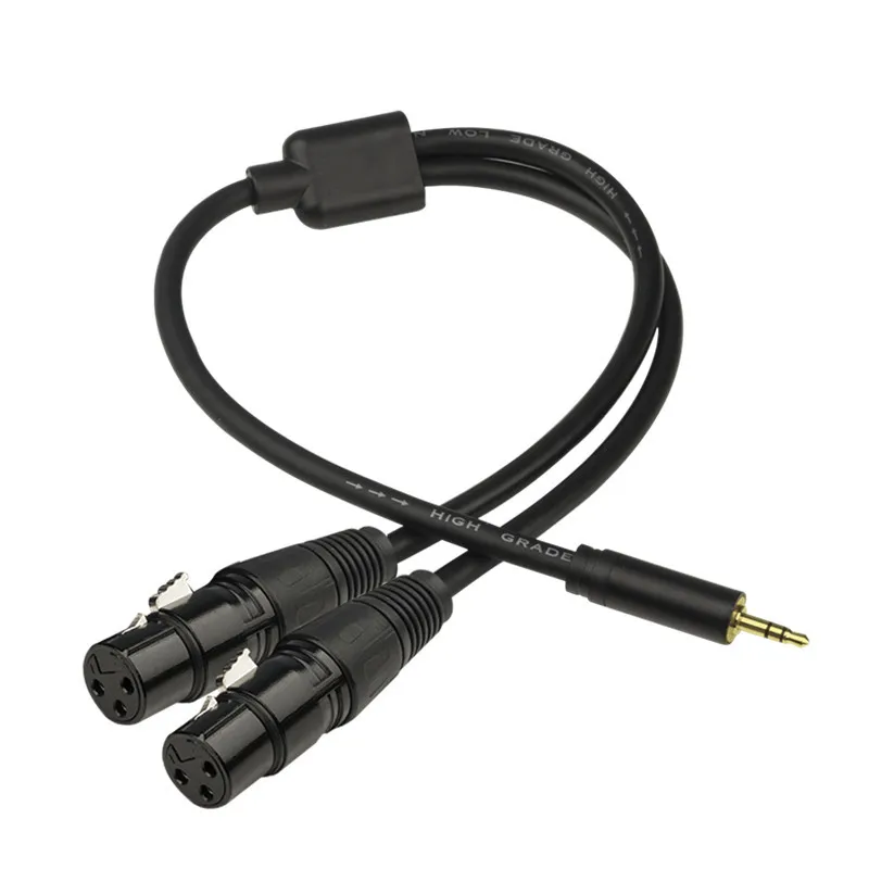 

50cm XLR mini jack dual 3 pin female male 2 xlr pro mono to 3.5mm (trs) 1/8 3.5 mm male convertor cables microphone audio cable