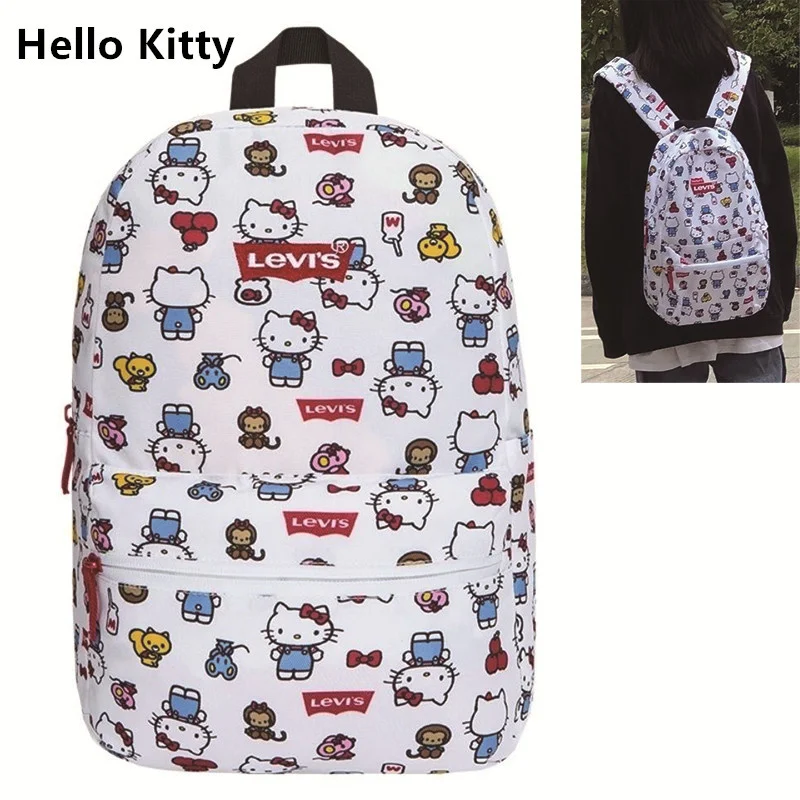 

Hello Kitty Schoolbag Backpack Kawaii Cartoon Sanrios Shoulder Bag Girls Gift Student Schoolbag Y2k Anime Junior High School Bag