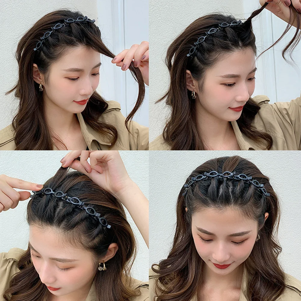 

Модный прозрачный пластиковый женский обруч для волос двойная челка спортивный обруч для волос заколка для волос женская прическа заколка ...