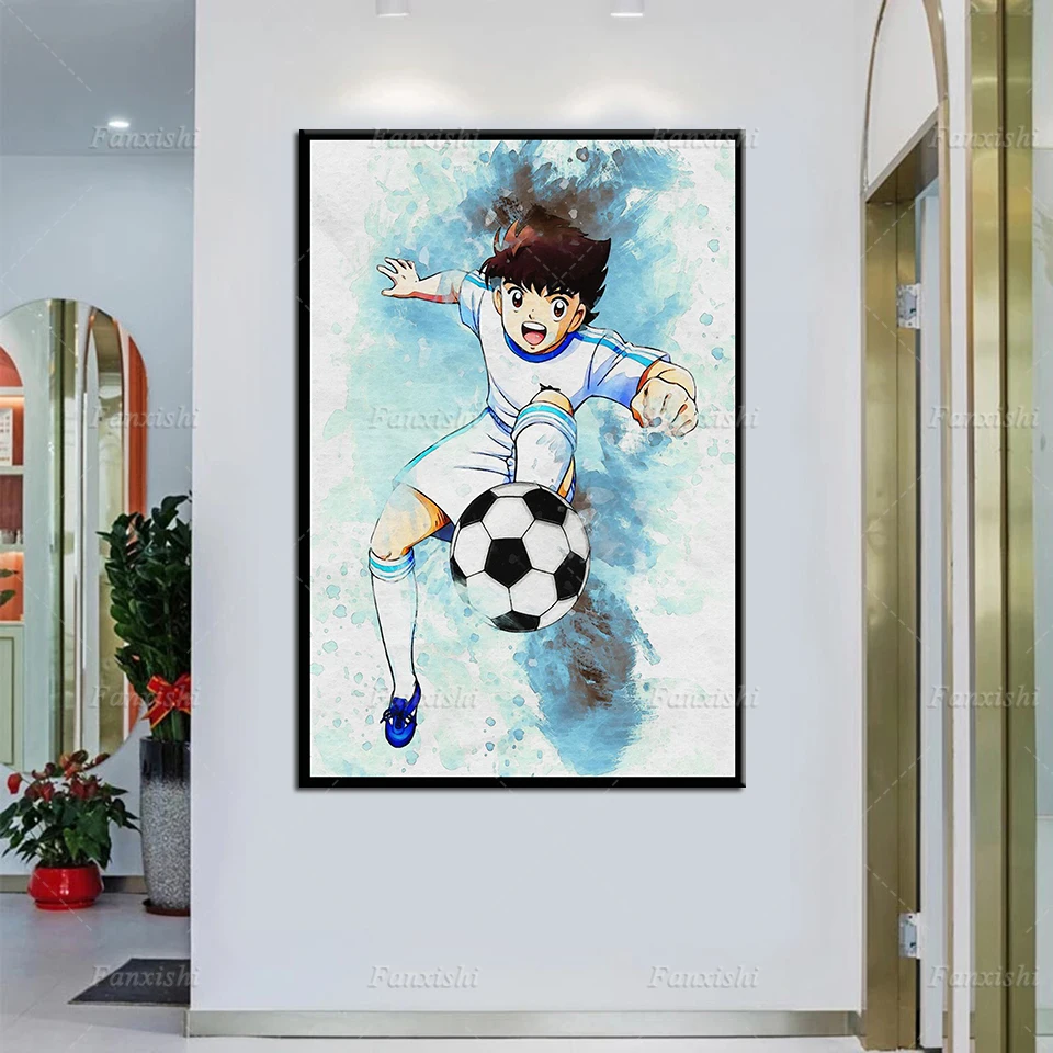 

Аниме постер Captain Tsubasa, настенное искусство, Картина на холсте, акварельные Мультяшные принты, модульные картины для гостиной, домашний деко...