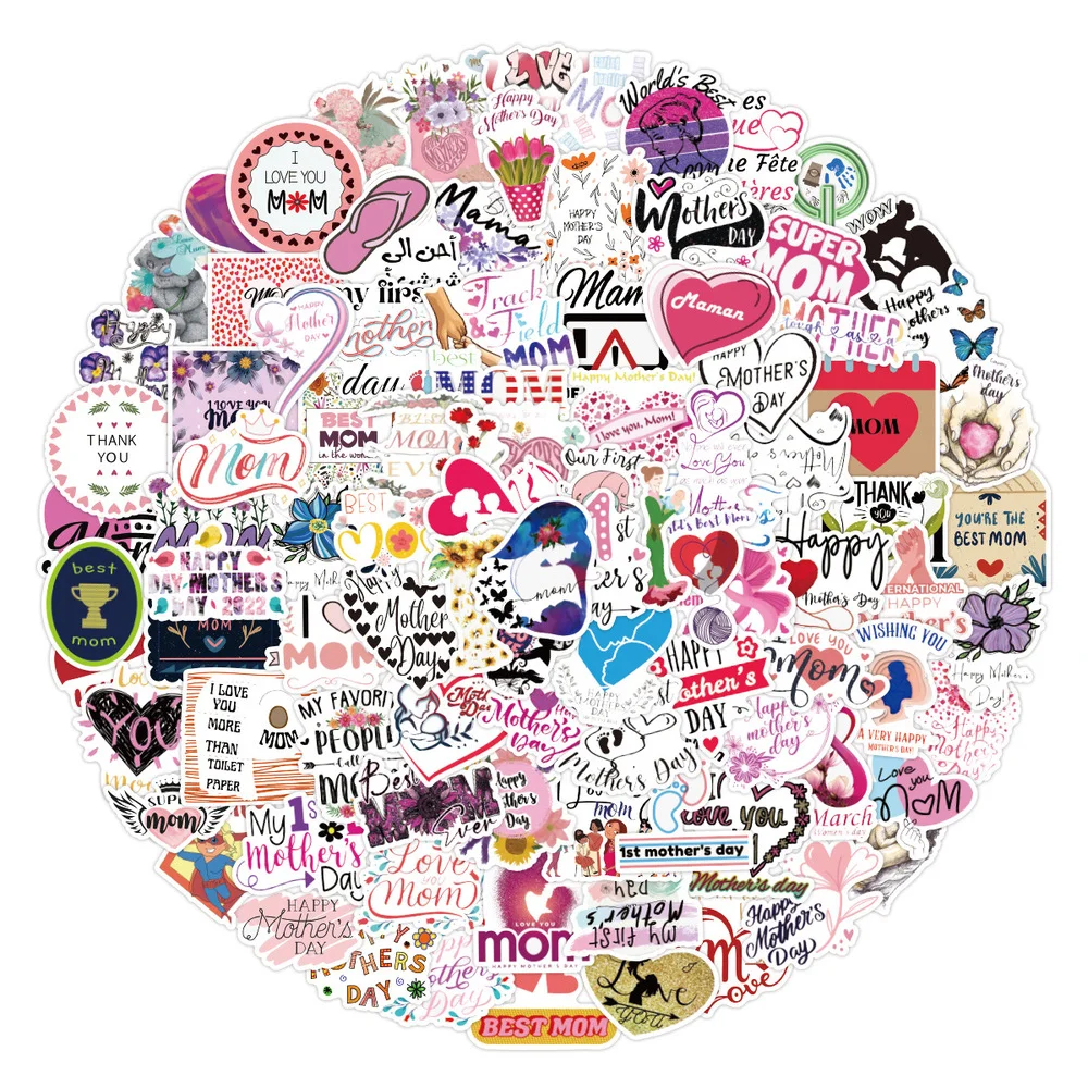 

50/100Pcs Mother's Day Sticker Happy Mother Day Thank You Sticker DIY Laptop Luggage Refrigerator Skateboard Toy Decal Gift